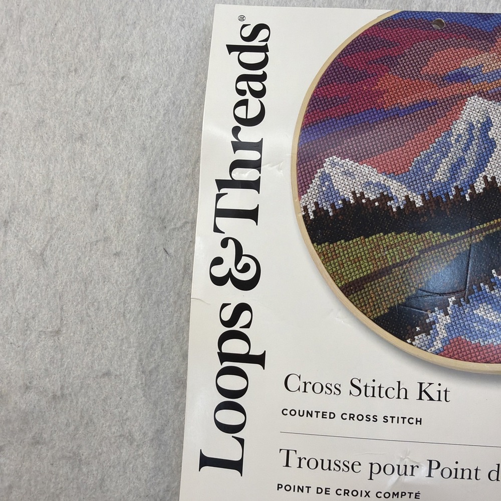 Loops & Threads Counted Cross Stitch Cross Stitch Kit Mountain Reflection 8 in - Picture 3 of 12